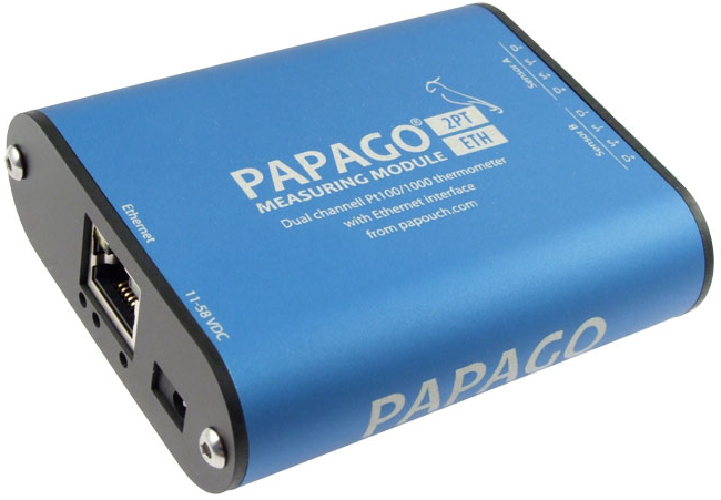 Papago 2PT ETH: 2x teploměr pro Pt100/1000 s Ethernetem