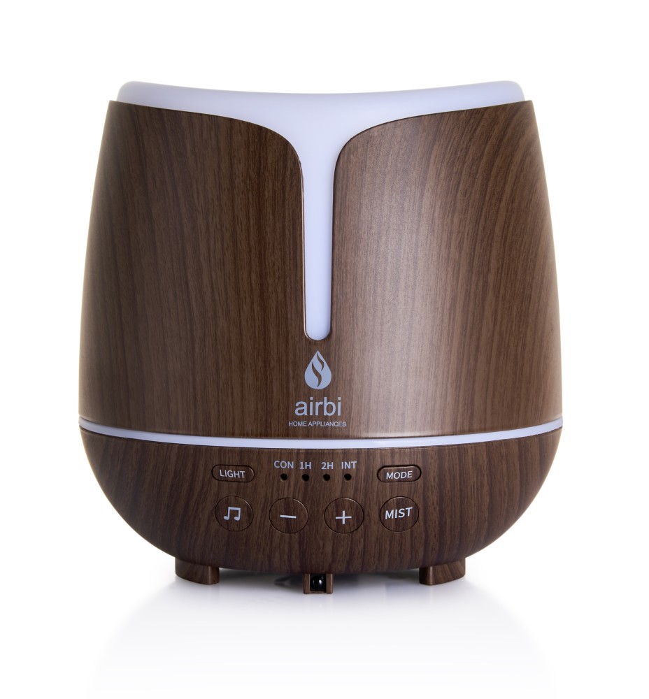 Airbi SONIC - aroma difuzér s bluetooth reproduktorem a osvětlením - tmavé dřevo